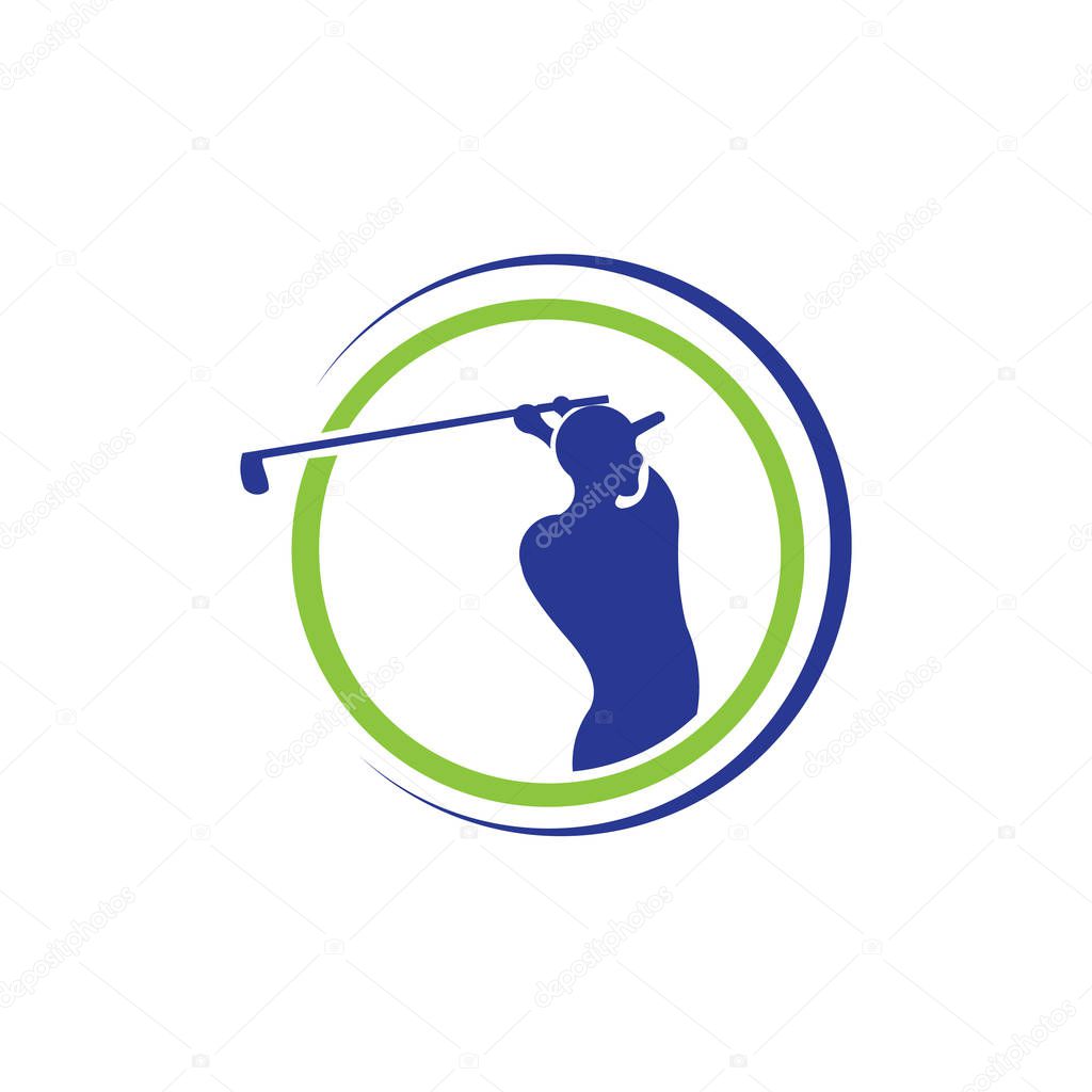 Golf player hits ball inspiration Logo design vector Golf club