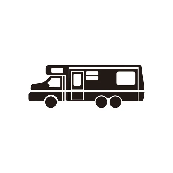 Wohnmobil Und Camping Tractor Logotipo Silueta Viaje Coche — Vector de stock