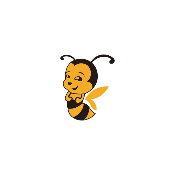 可爱的简单设计的黄色和黑色蜜蜂灵感标志 — 图库矢量图片