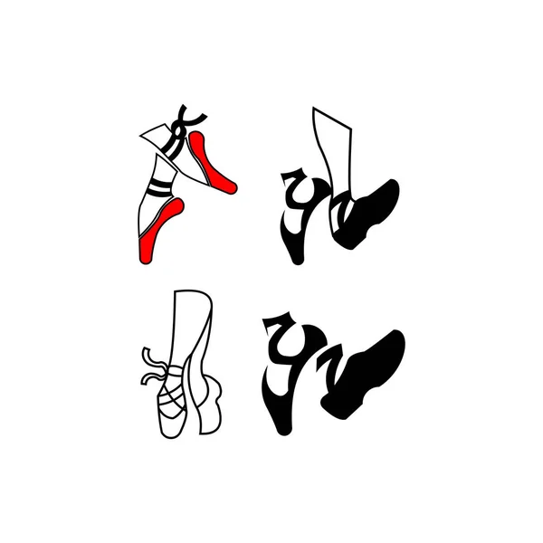 Ballettschuhe Konzept Inspiration Logo Ballettschuhe Flacher Vektor Website Schild Umrisssymbol — Stockvektor