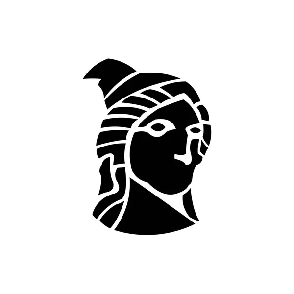 Femme Guerrière Spartiate Troyenne Casque Chevalier Logo Icône Armure Symbole — Image vectorielle