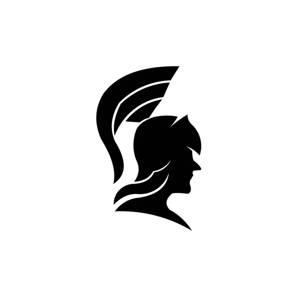 Uma Mulher Guerreira Espartana Troiana Capacete Logotipo Cavaleiro Ícone Armadura — Vetor de Stock