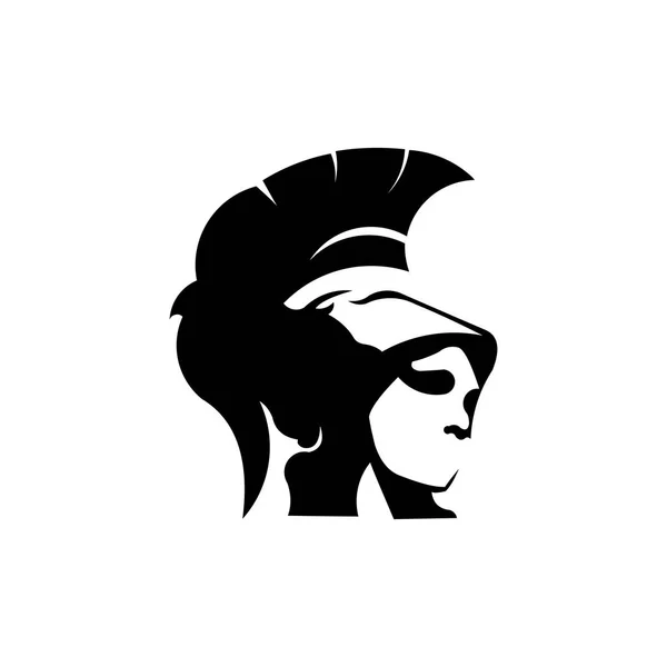Eine Weibliche Spartanische Oder Trojanische Kriegerin Helm Mit Ritterlogo Panzersymbol — Stockvektor