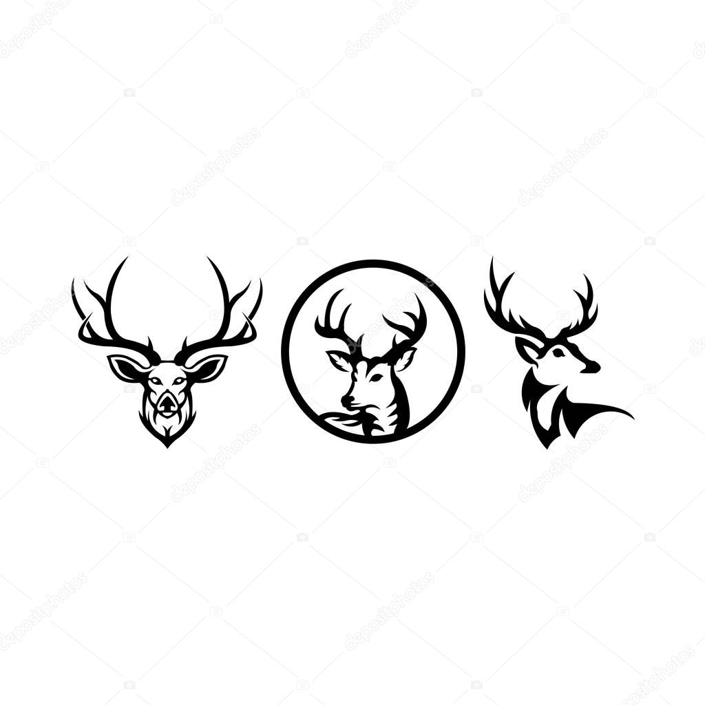 Silhouette of deer head with antlers isolated 