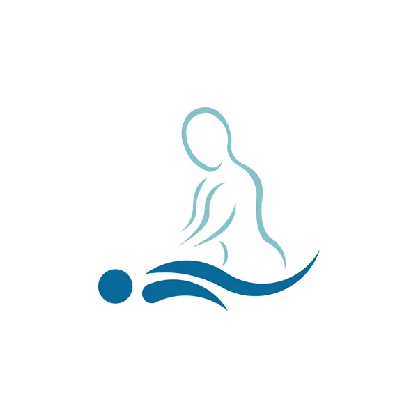 Логотип Массажа Массаж Спины Салоне Красоты Концепция Физиотерапии — стоковый вектор