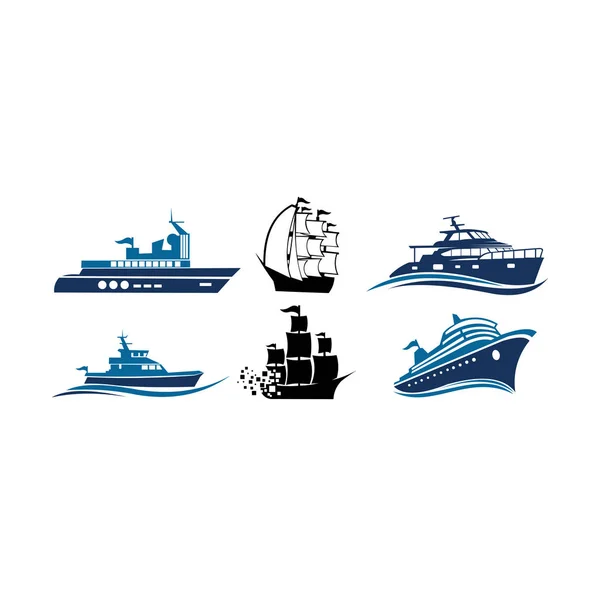 Design Vorlage Für Das Logo Von Segelyachten Segelboot Flache Yachtsymbole — Stockvektor