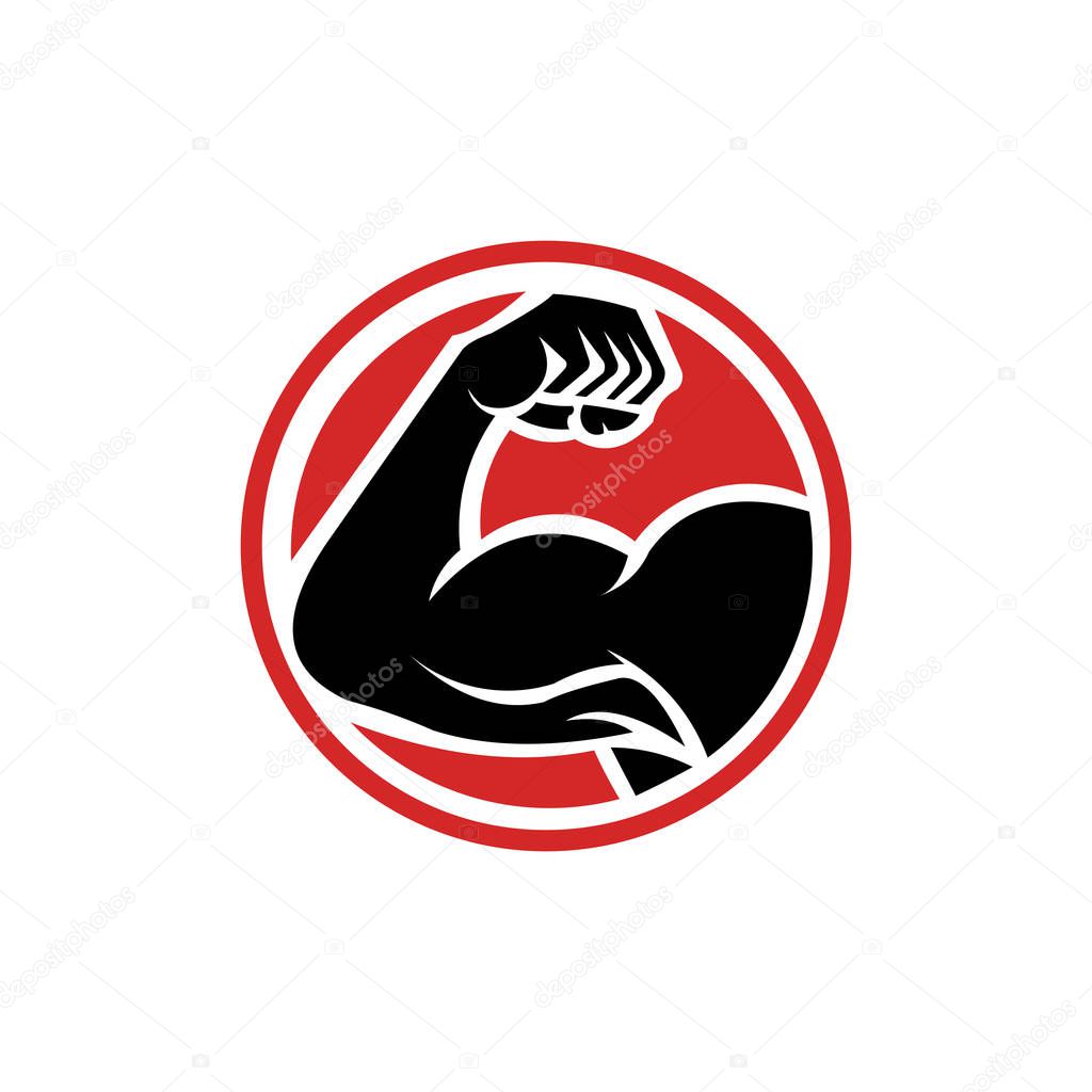 Arm muscles, strong hand icon or symbol, Gym, sports, fitness, health concept