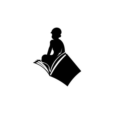 The child  reading a book silhouette inspiration vector 