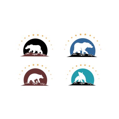Ayı Logo Simge Tasarımlar Vektör, Ayılar Logo Kavramlar, ayı Simge Sembol, vintage ayı