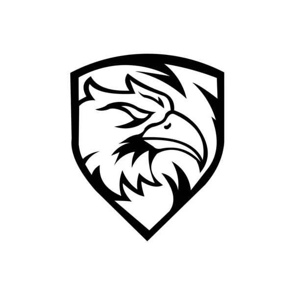 Cabeça Águia Escudo Marca Emblema Fundo Escuro — Vetor de Stock