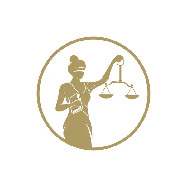 Themis Logotipo Justiça Lei Mulher Cega Com Escalas — Vetor de Stock