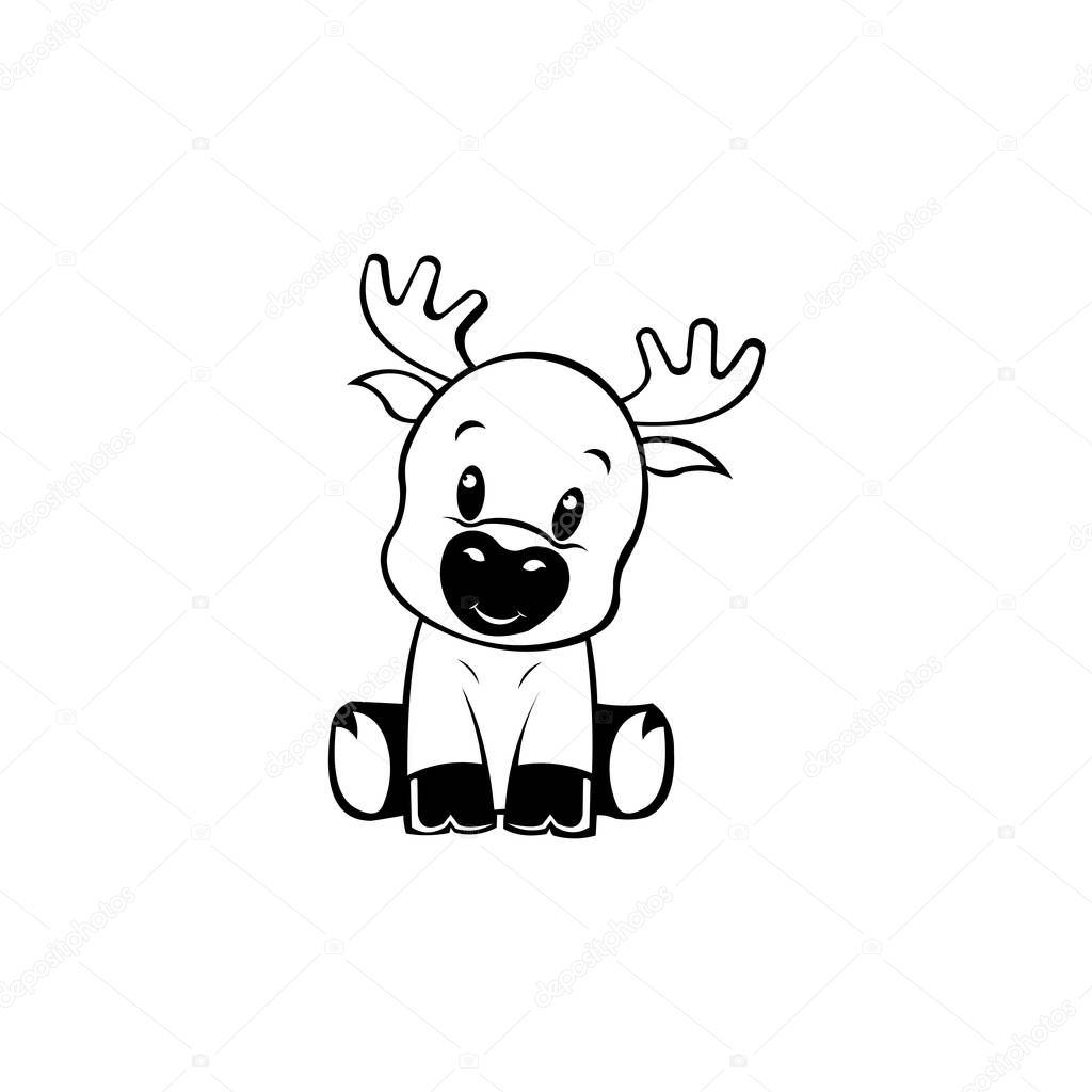 Cute cartoon character deer . Stylish moose in glasses. deer Cool picture is great for children's products