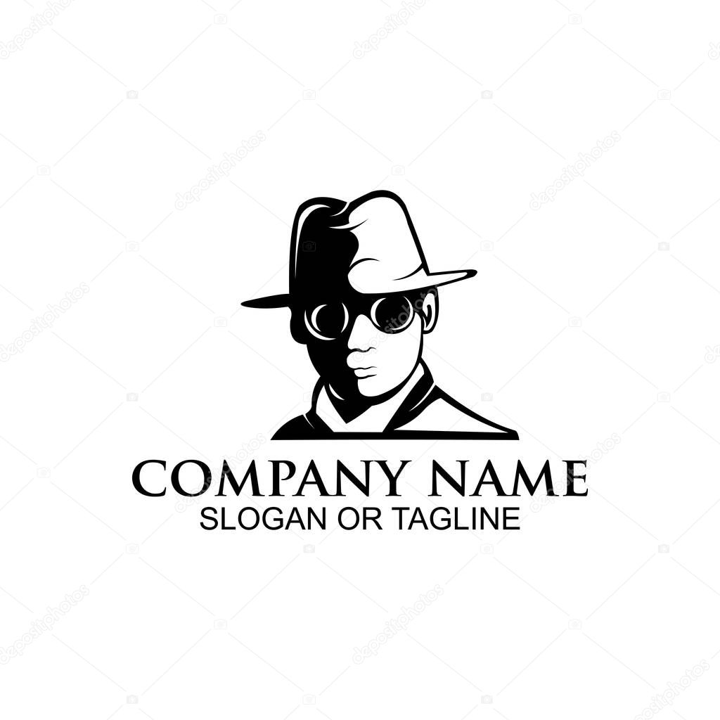 the face of a man wearing a cowboy hat,man with hat vector illustration