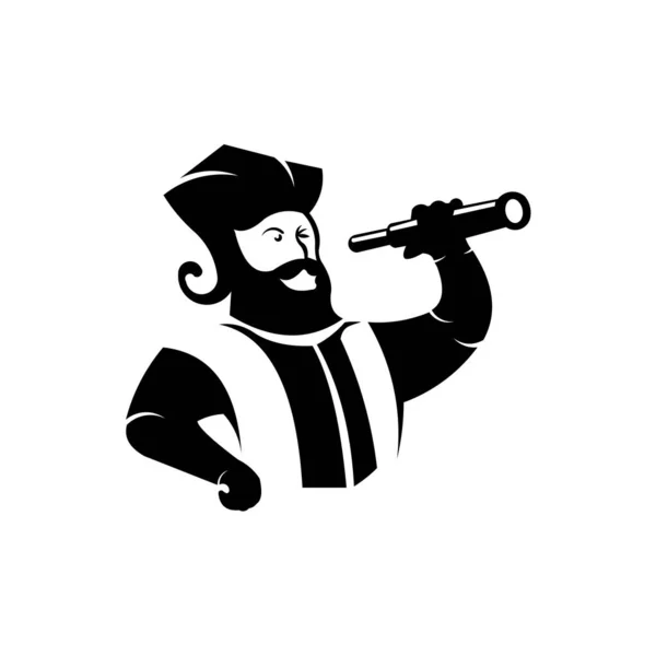 Vektorpiratensymbol Einfache Flache Piraten Illustration Für Emblem Logo Avatar Usw — Stockvektor