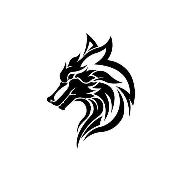 Wolf Bolt Embleem Mascotte Hoofd Silhouet Sjabloon Voor Het Bedrijfsleven — Stockvector