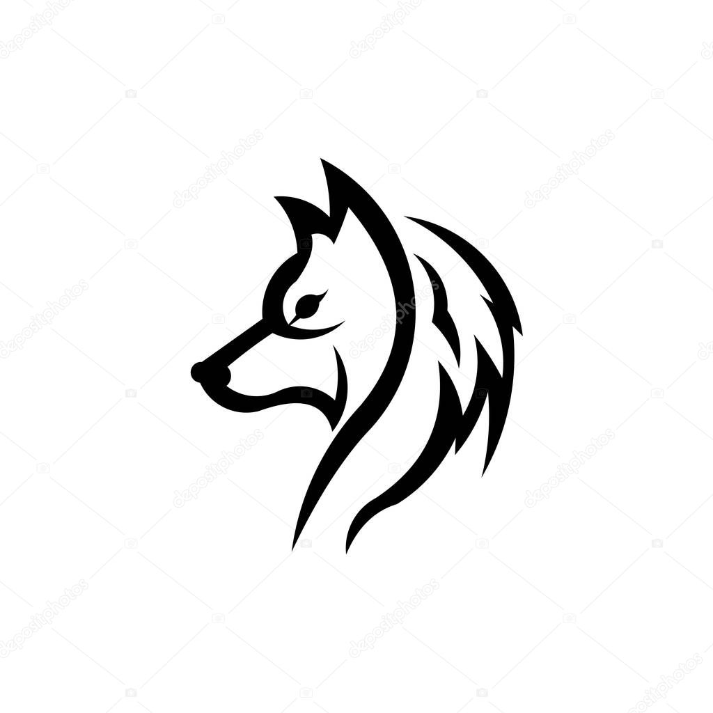 Wolf bolt Emblem, mascot head silhouette, Template for business or t-shirt design. Vector