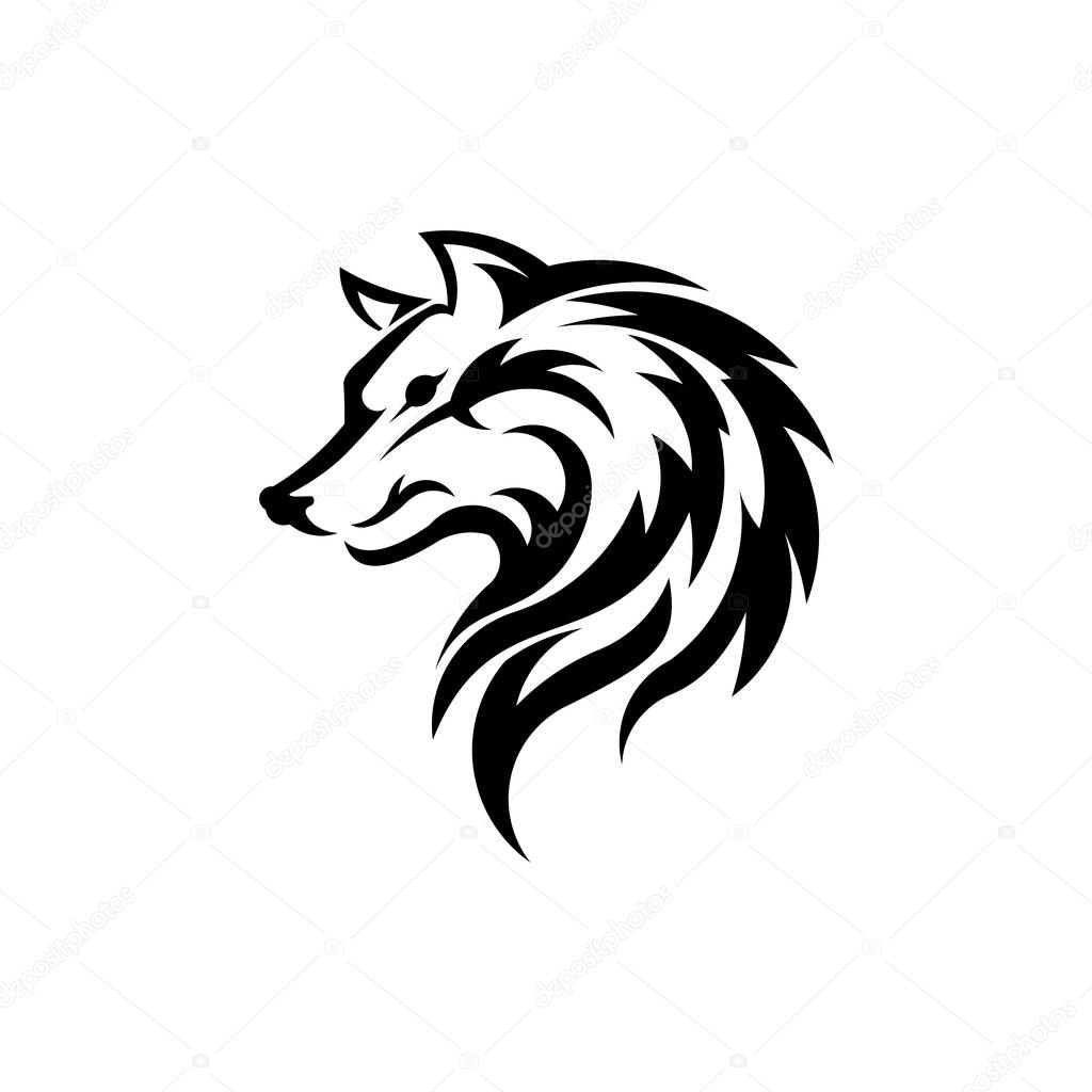 Wolf bolt Emblem, mascot head silhouette, Template for business or t-shirt design. Vector