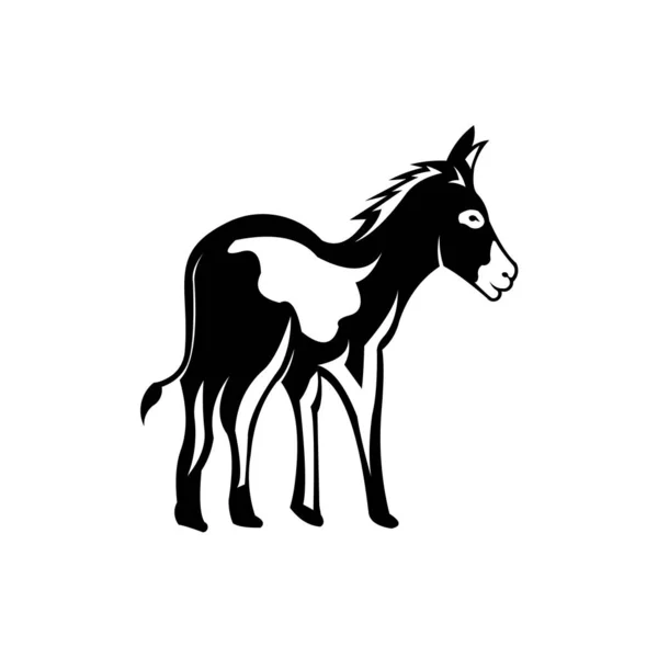 Burro Logotipo Preto Branco Desenho Abstrato Burro Animal Bonito Gado — Vetor de Stock