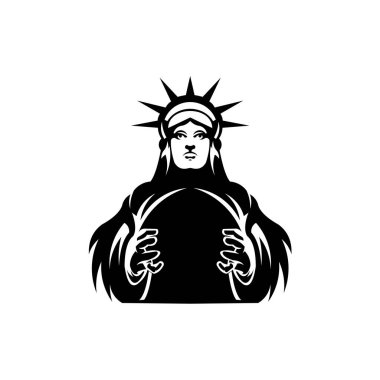 Özgürlük logosu - vektör illüstrasyon, Özgürlük Maskotu veya Özgürlük Heykeli, Roma tanrıçası ve özgürlüğün vücut bulmuş hali.