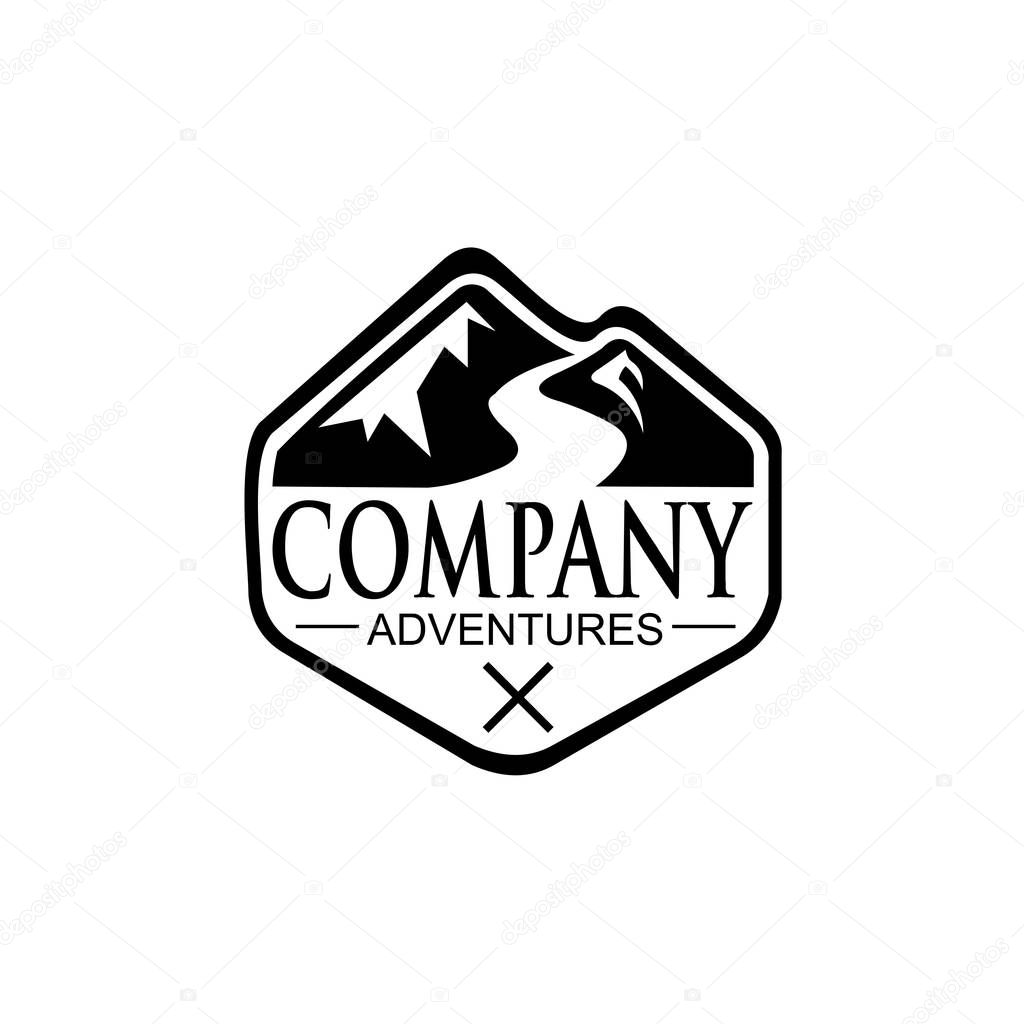 adventure and outdoor vintage logo template, badge or emblem style,nature landscape vintage logo design sign illustration symbol vector mountain adventure outdoor activities badge text peak