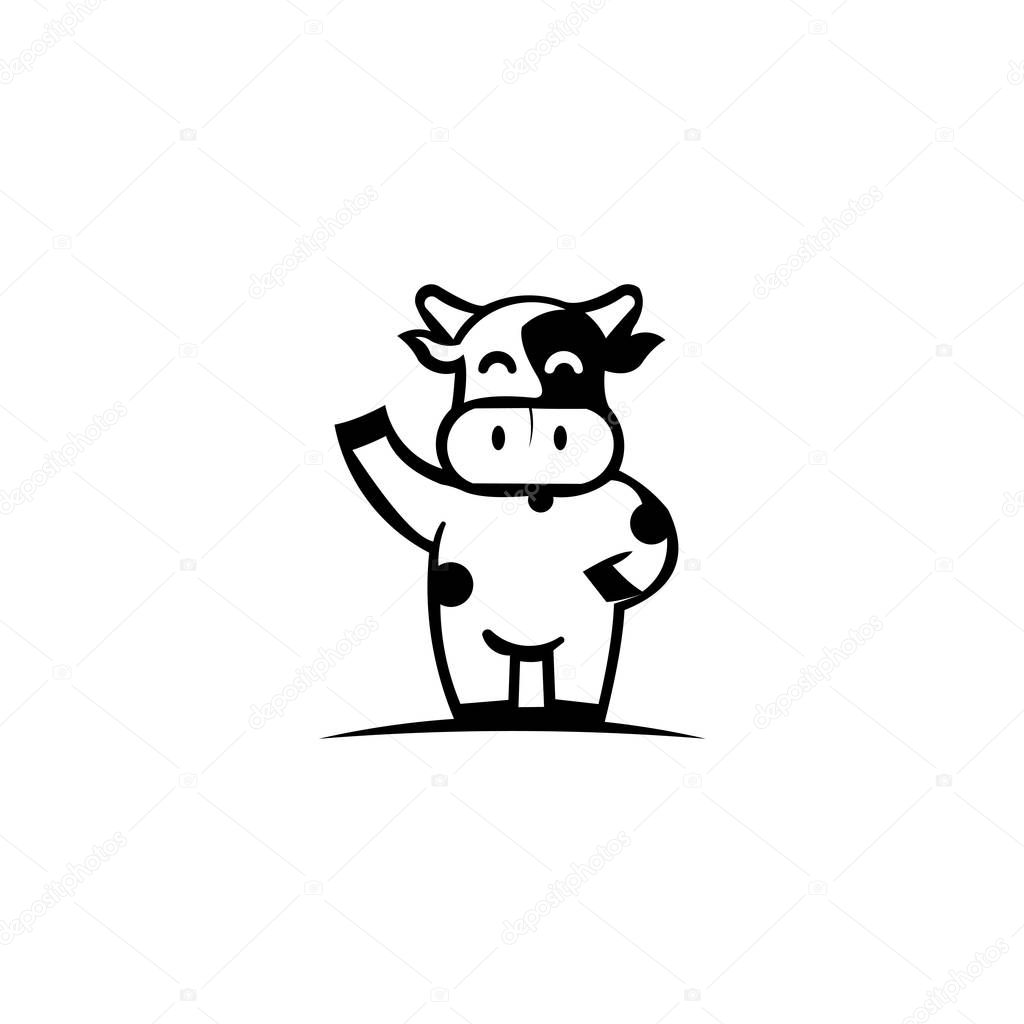 Cartoon cow logo vector mascot,Fat cow cartoon icon, vector illustration