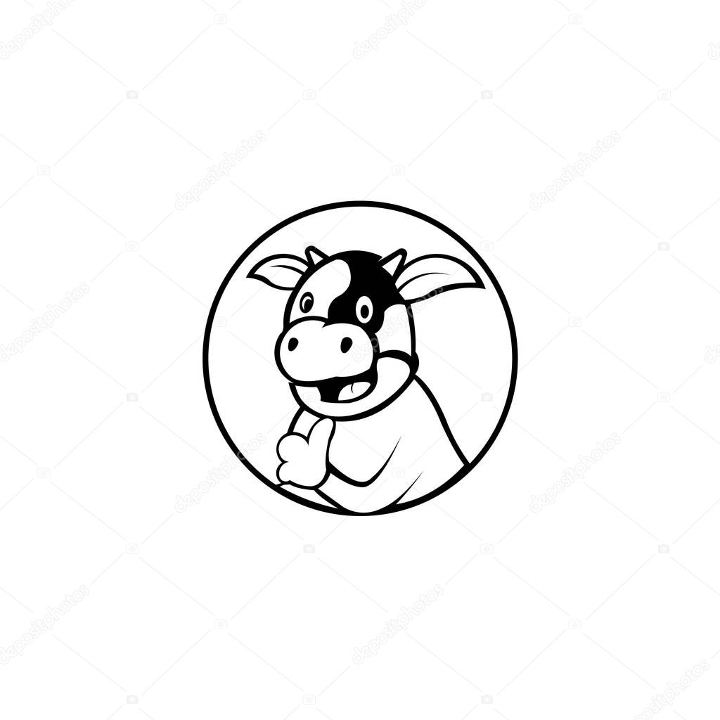 Cartoon cow logo vector mascot,Fat cow cartoon icon, vector illustration