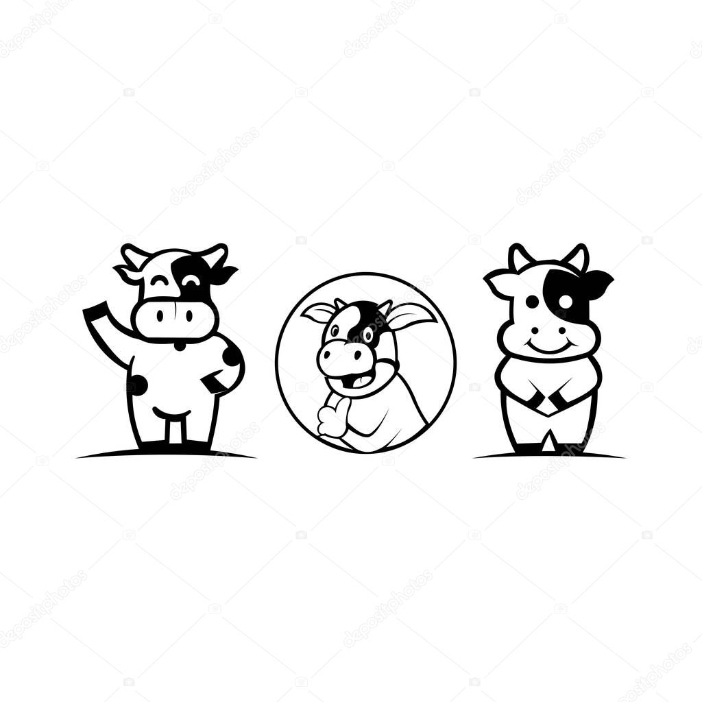 Cartoon cow logo vector mascot,Fat cow cartoon icon, vector illustration