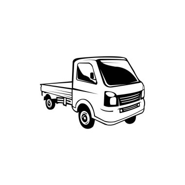 Beyaz arkaplanda kamyonet vektör simgesi, modern ulaşım koleksiyonundan kamyonet simgesi simgesi, logo mini kamyon simgesi