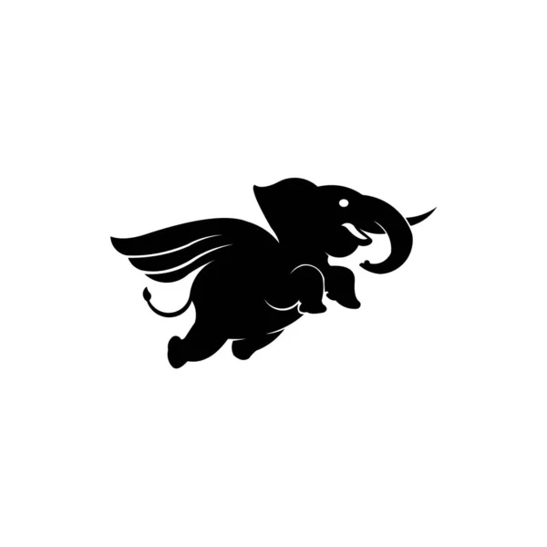 Plantilla Concepto Diseño Logotipo Volador Elefante Elefante Volador Animales Fantásticos — Vector de stock