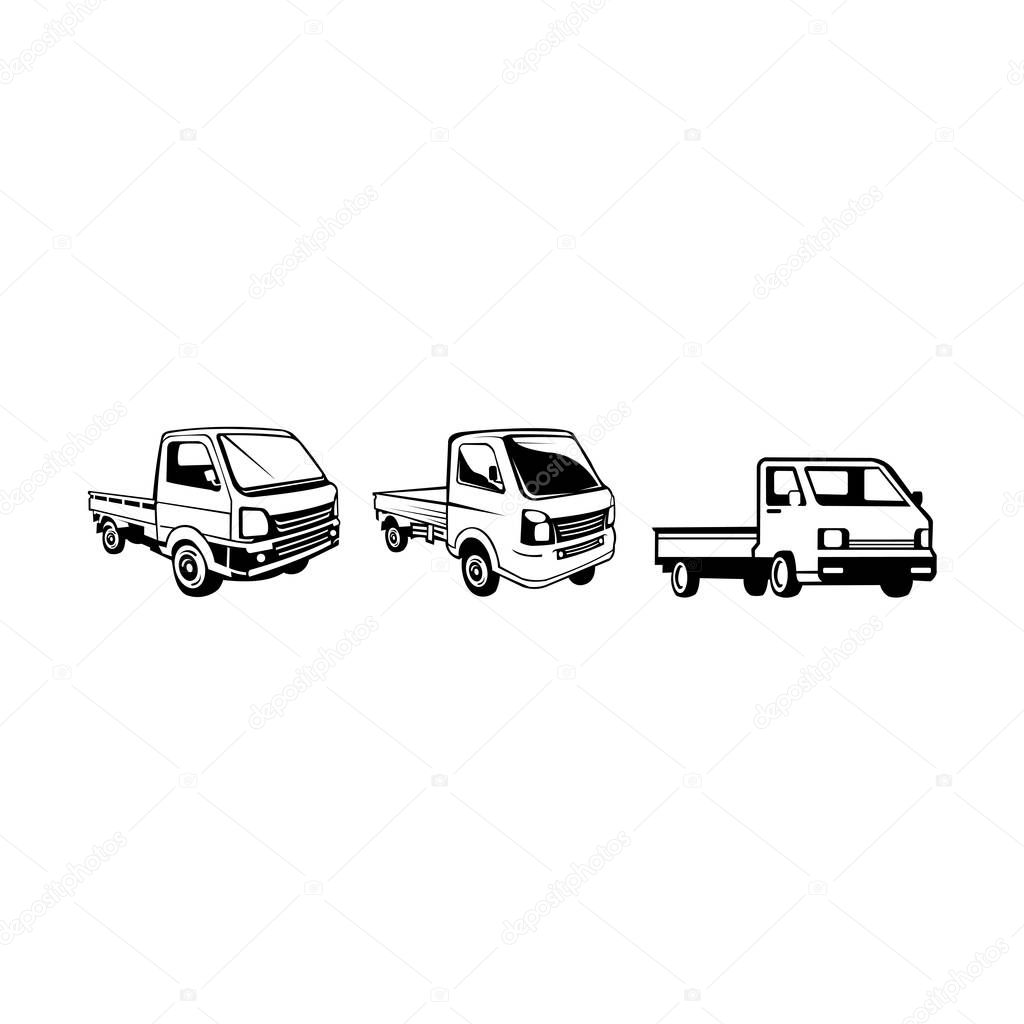 Pickup truck vector icon on white background,pickup truck icon symbol sign from modern transportation collection,logo mini truck