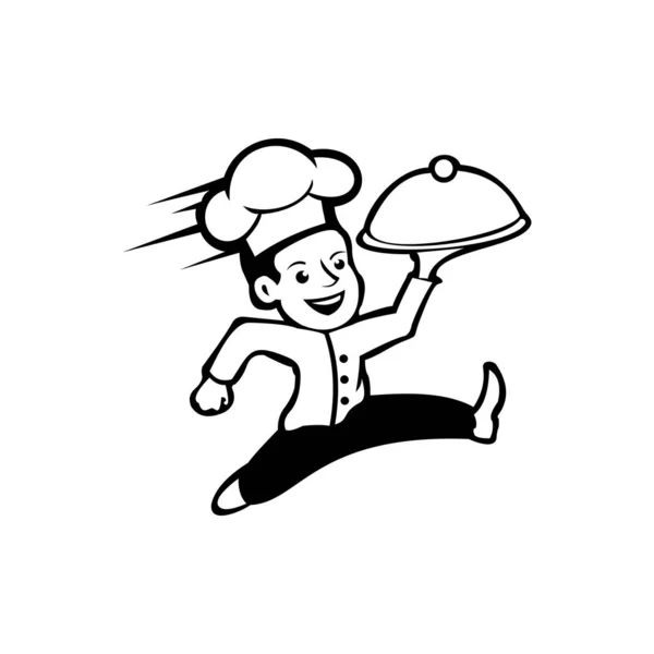 Chef Man Testing Food Logo Vector Ilustração Silhueta Chef Objeto — Vetor de Stock