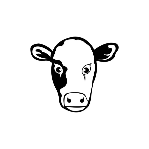 Cow Stylized Symbol Cow Head Portrait Silhouette Farm Animal — Stock Vector