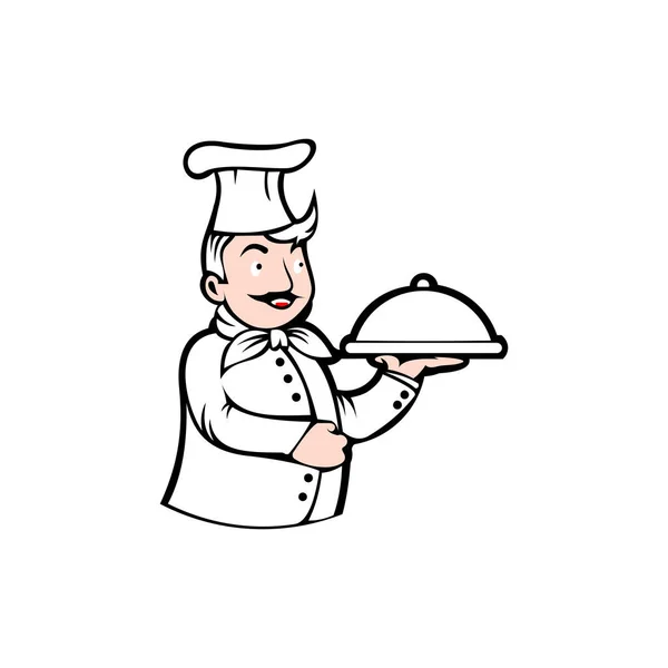 Illustration Vectorielle Logo Alimentaire Silhouette Chef Objet Vectoriel Pour Étiquettes — Image vectorielle