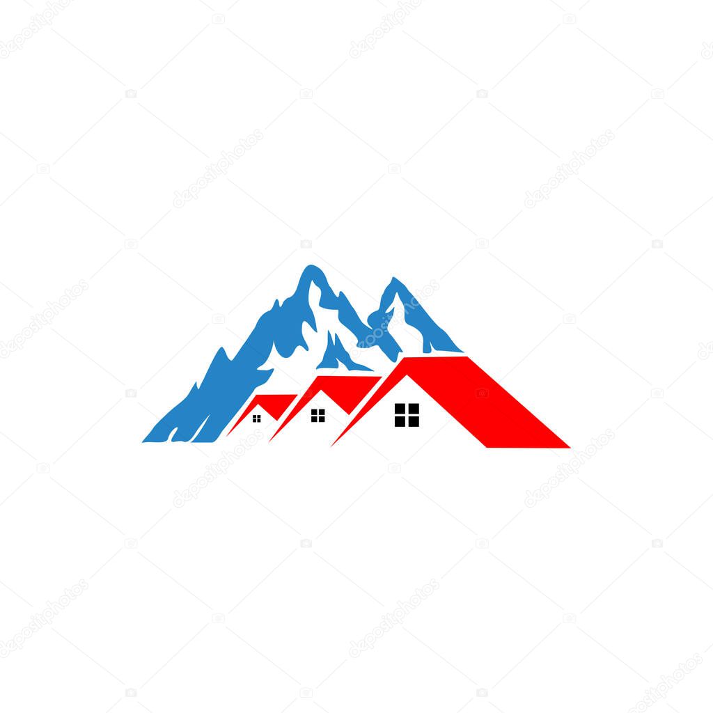 Vector Home Mountain Logo Concept,  vector design house landscape