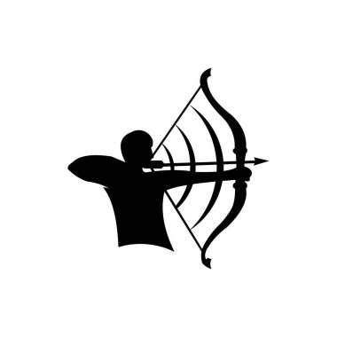 Okçuluk logosu, Vektör rozet konsepti spor yayı ile Archer ve ok ile hedef, okçuluk yarışması