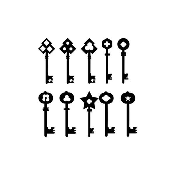 Силуэты Клавиш Набор Значков Иконки Ключа Коллекция Иконка Home Key — стоковый вектор