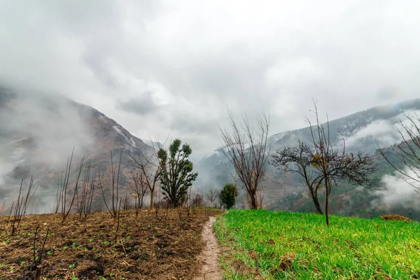 Nebbia in Himalaya - Bellissimo paesaggio con alte montagne — Foto Stock