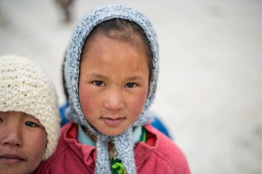 Spiti, Himachal Pradesh, Hindistan - 24 Mart 2019 : Himalaya çocuklarının spiti fotoğrafı