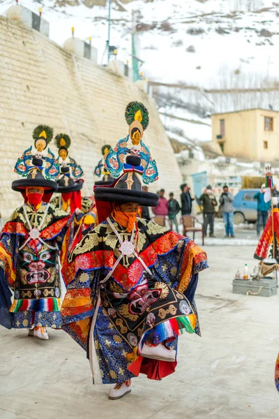 Spiti, Himachal Pradesh, India - March 24, 2019 : Traditional Lama Mask Dance — Stock Photo, Image