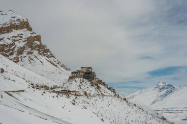 Kışları anahtar gompa Tibet manastırı. Spiti vadisi, Himachal Pradesh, Hindistan