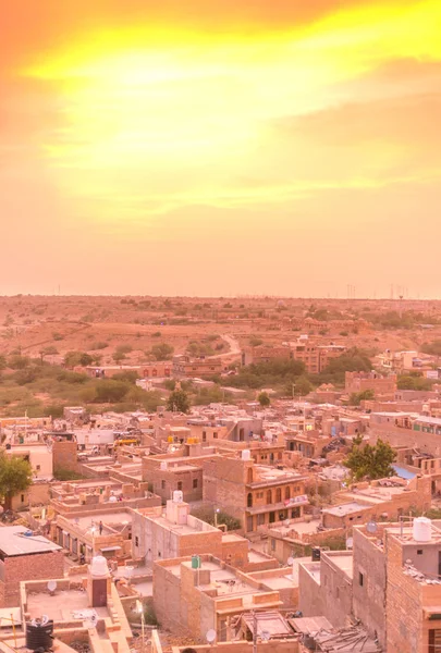 Auringonlasku Golden City Jaisalmer Rajasthan — kuvapankkivalokuva