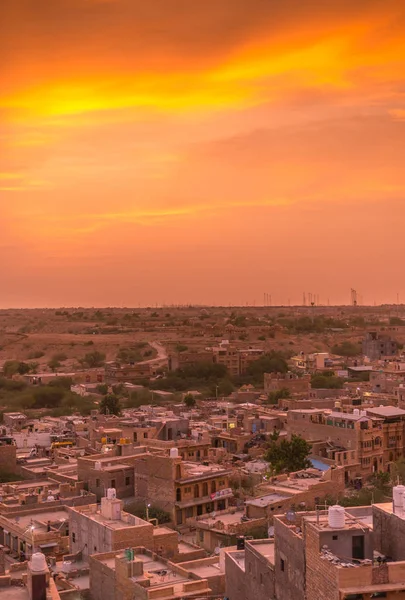 Puesta de sol en Golden City Jaisalmer en Rajasthan —  Fotos de Stock