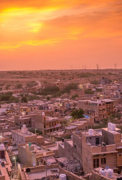 Puesta de sol en Golden City Jaisalmer en Rajasthan —  Fotos de Stock