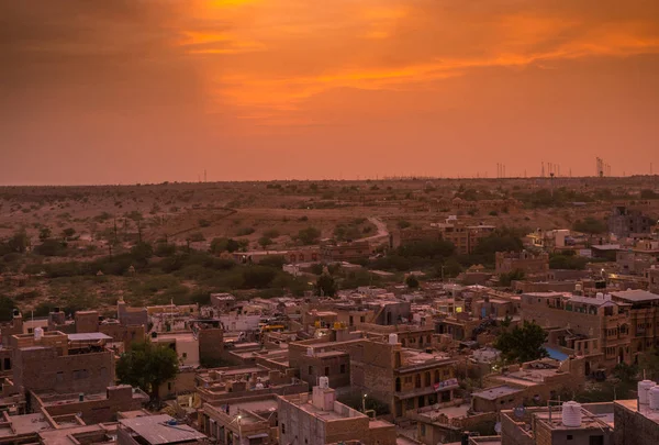 Pôr do sol em Golden City Jaisalmer em Rajasthan — Fotografia de Stock