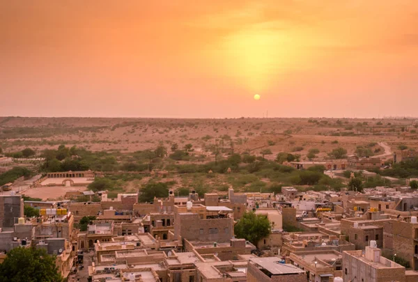 Pôr do sol em Golden City Jaisalmer em Rajasthan — Fotografia de Stock