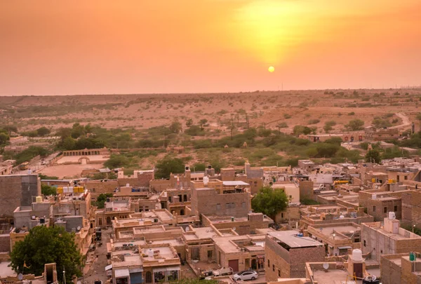 Puesta de sol en Golden City Jaisalmer en Rajasthan —  Fotos de Stock