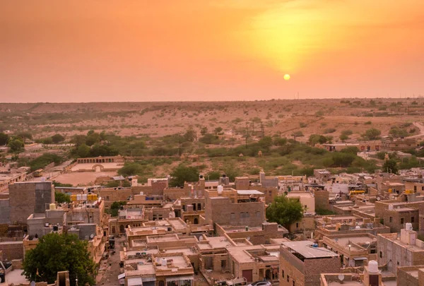 Puesta de sol en Golden City Jaisalmer en Rajasthan —  Fotos de Stock