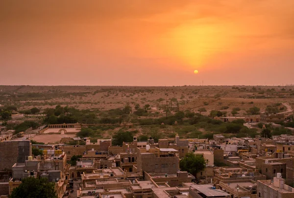 Puesta de sol en Golden City Jaisalmer en Rajasthan —  Fotos de Stock