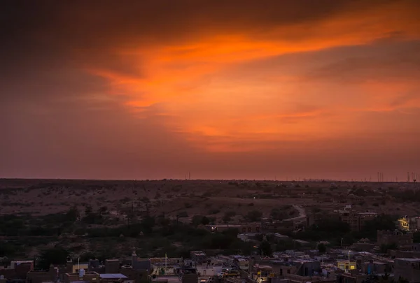 Puesta de sol en Golden City Jaisalmer en Rajasthan —  Fotos de Stock