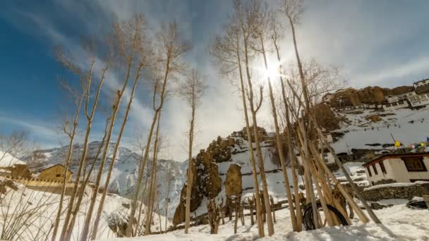 Dorf im winterlichen Spiti-Zeitraffer — Stockvideo